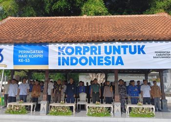 HUT ke-53 Korpri, Pasipers Kodim 0825 Ikuti Upacara di Taman Blambangan Banyuwangi