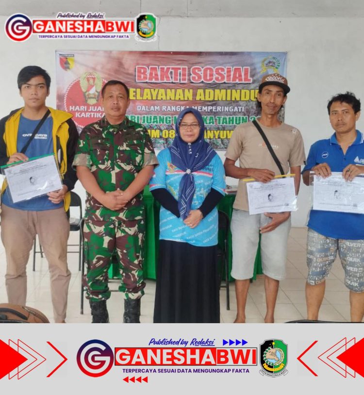 Kodim 0825 Banyuwangi Gelar Bakti Sosial Pelayanan Adminduk di Koramil Jajaran Sambut Hari Juang Kartika ke-79