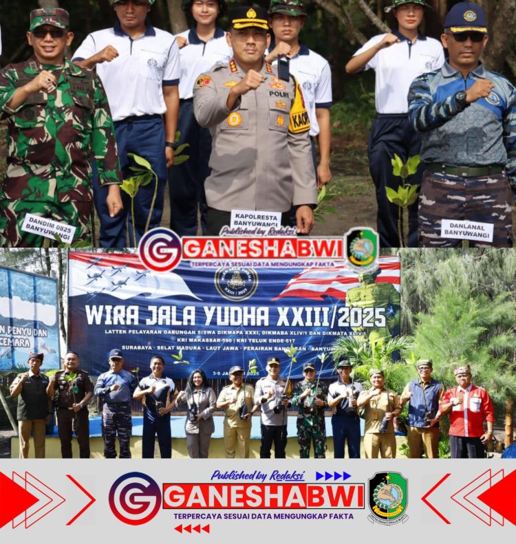 Dandim 0825 Banyuwangi Pimpin Bersih Pantai dan Tanam Mangrove di Pantai Cemara