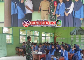 Babinsa Sosialisasikan Penerimaan Taruna SMAN 5 Taruna Brawijaya ke Siswa SMPN 1 Kalibaru