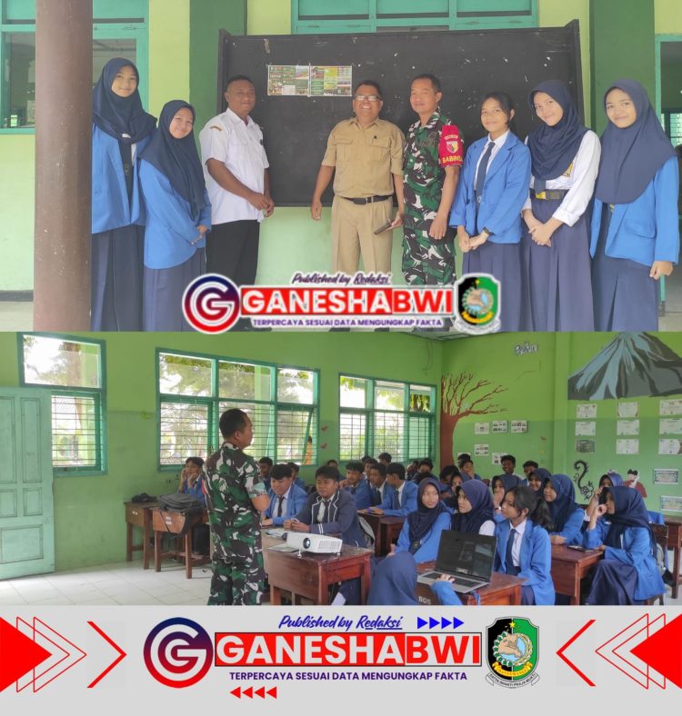 Babinsa Sosialisasikan Penerimaan Taruna SMAN 5 Taruna Brawijaya ke Siswa SMPN 1 Kalibaru