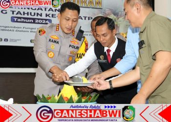 Kapolresta Banyuwangi Pimpin Syukuran HUT Satpam ke-44 dengan Pemotongan Tumpeng