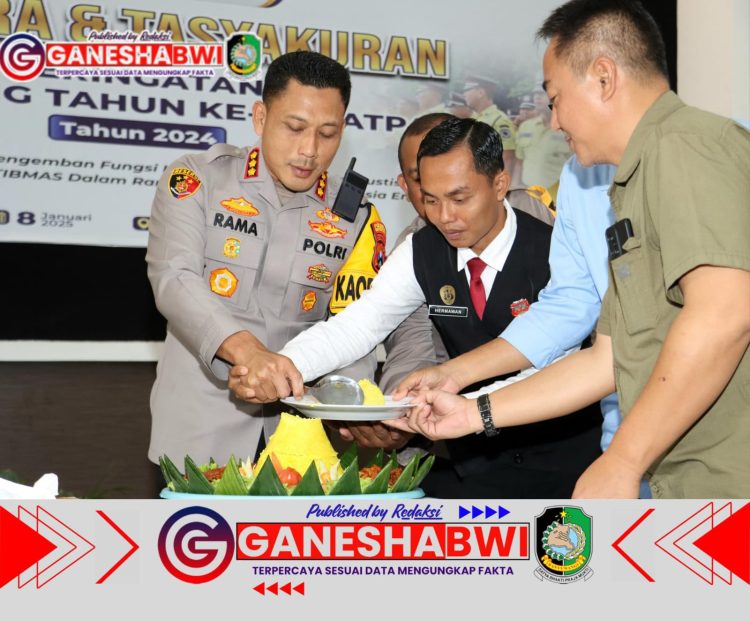 Kapolresta Banyuwangi Pimpin Syukuran HUT Satpam ke-44 dengan Pemotongan Tumpeng