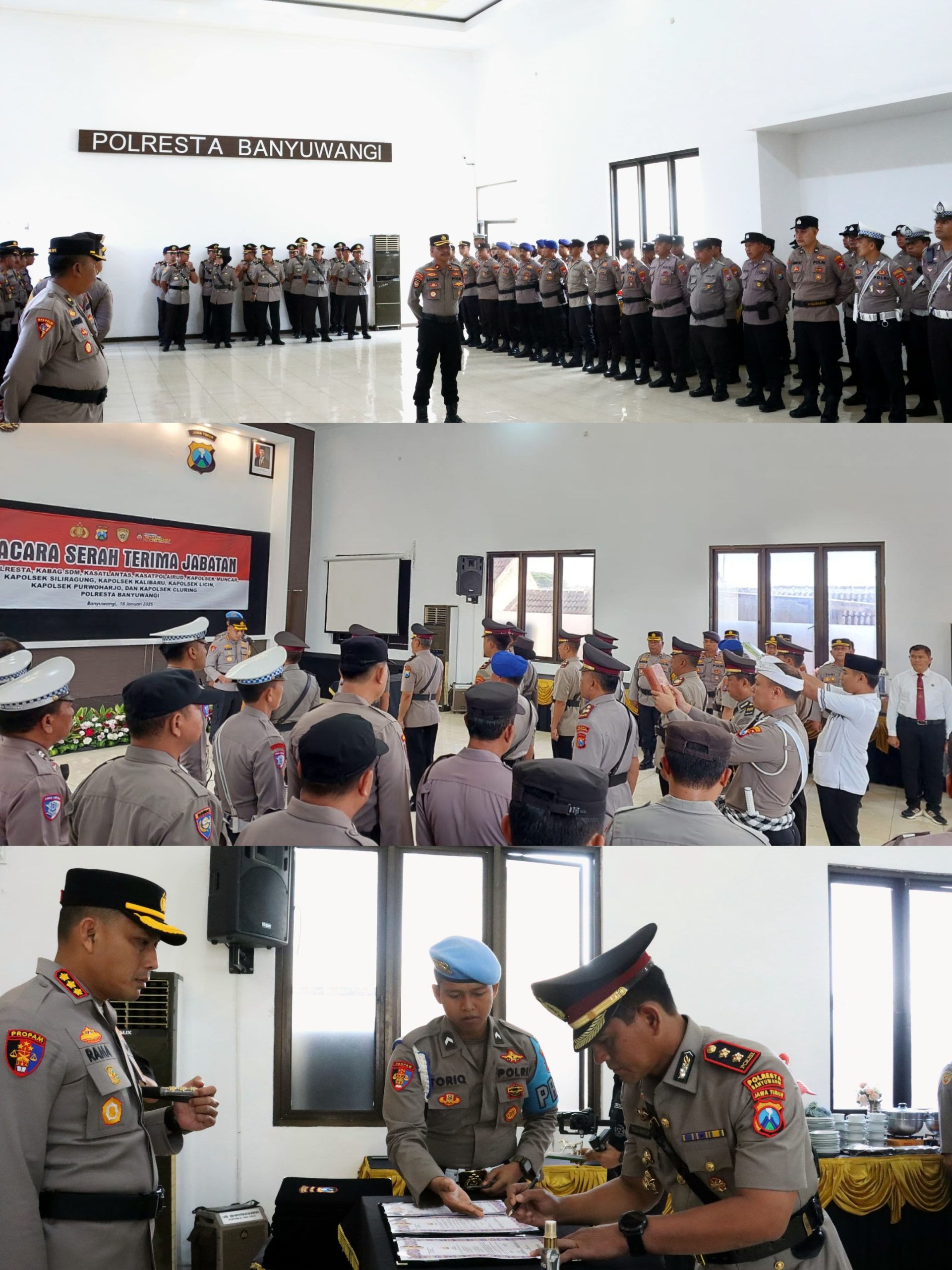 Kapolresta Banyuwangi Pimpin Serah Terima Jabatan Pejabat Utama, Kabag, Kasat, dan Kapolsek Jajaran