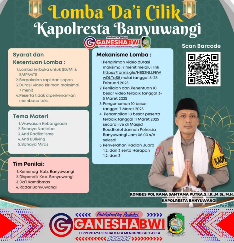Lomba Da’i Cilik Kapolresta Banyuwangi Sambut Bulan Suci Ramadhan 1446 H