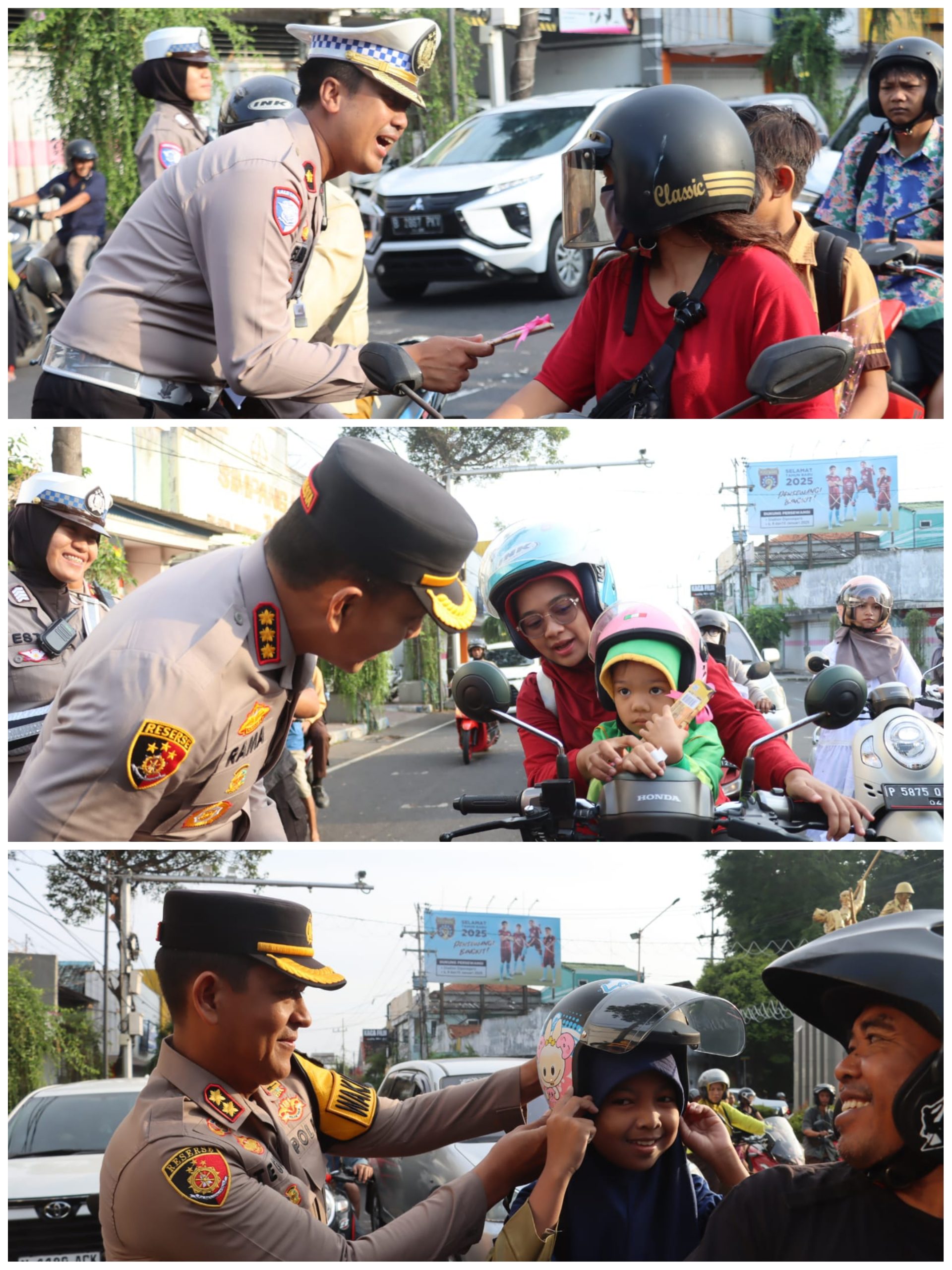 Rayakan Hari Valentine, Polresta Banyuwangi Bagikan Cokelat dan Helm untuk Pengendara
