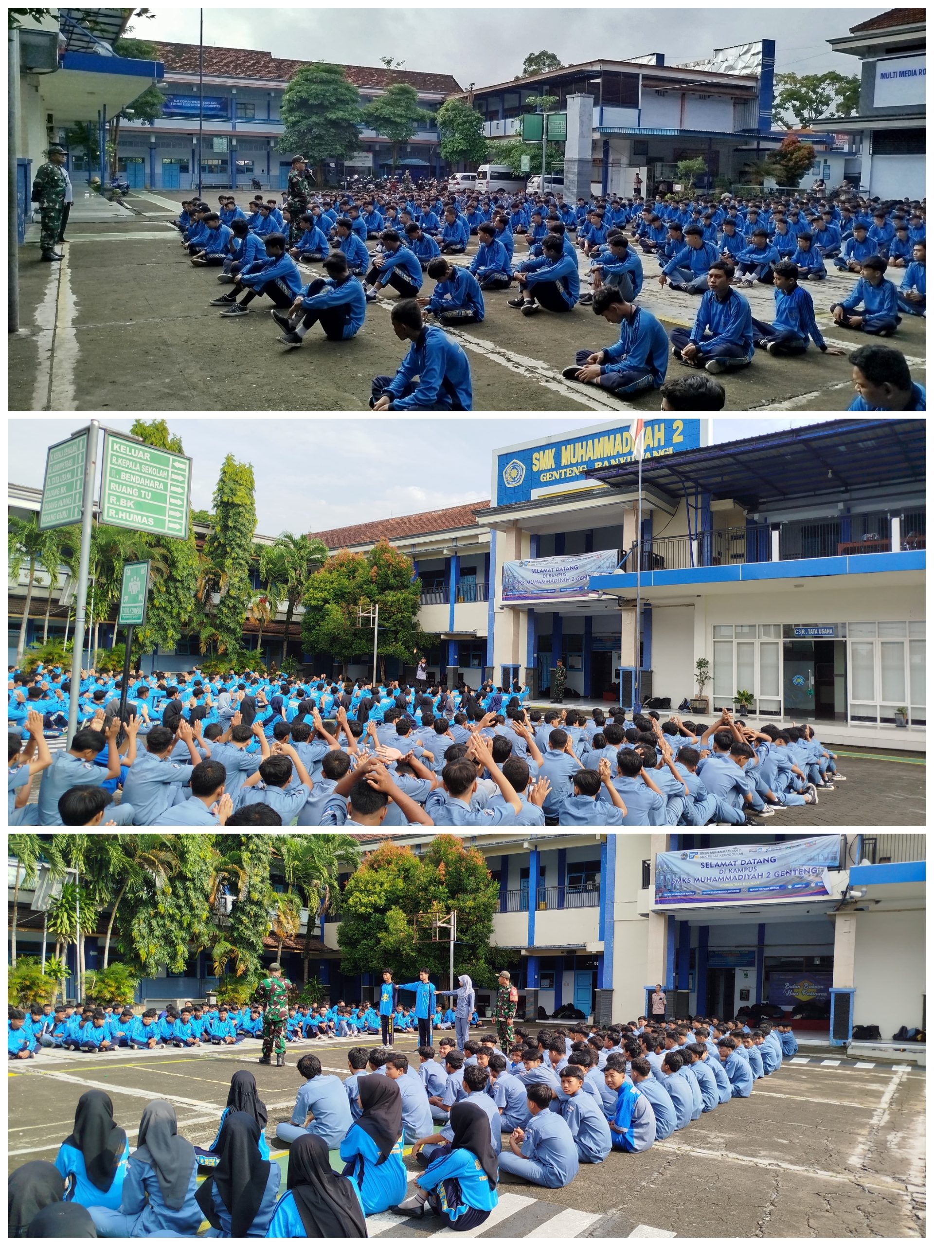 Koramil 0825/04 Genteng Latih Siswa SMK Muhammadiyah 2 dengan PBB untuk Tingkatkan Disiplin