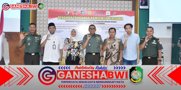 Kodim 0825/Banyuwangi Gelar Rakor dan Penandatanganan Komitmen Bersama Percepatan Serapan Gabah