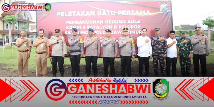 Kapolresta Banyuwangi Letakkan Batu Pertama Pembangunan Aula Brimob Kompi 4 Batalyon B