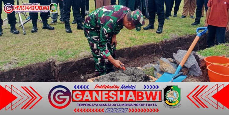 Danramil 0825/17 Muncar Hadiri Peletakan Batu Pertama Pembangunan Aula Kompi 4 Brimob Polda