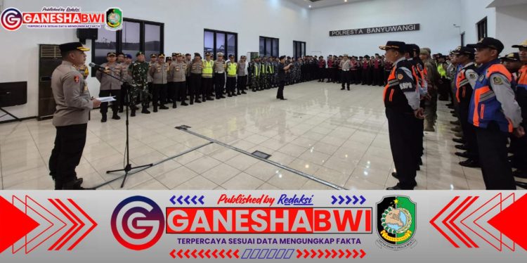 Polresta Banyuwangi Gelar Apel Kesiapan Pengamanan Malam Takbiran Idul Fitri 1446 H