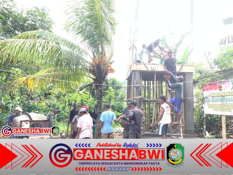 TNI Manunggal Air: Babinsa dan Warga Kandangan Gotong Royong Bangun Tandon Air TNI Manunggal Air: Babinsa dan Warga Kandangan Gotong Royong Bangun Tandon Air