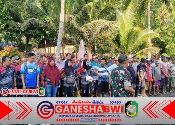 TNI, Dinas Perairan, dan Warga Olehsari Gotong Royong Bersihkan Irigasi Dam Rai