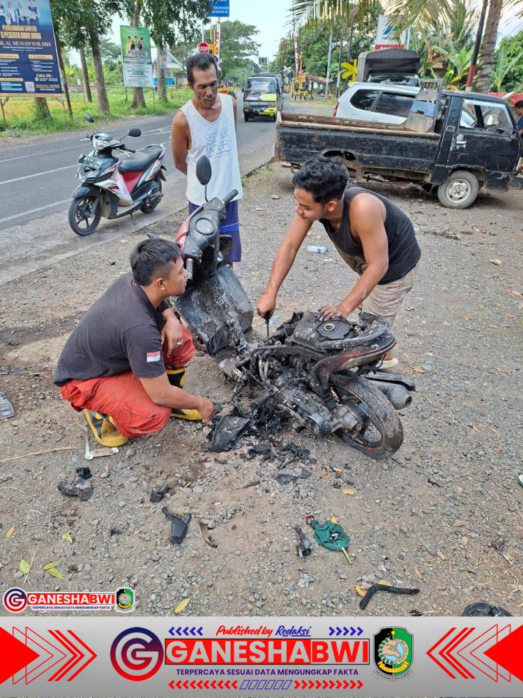 Motor Terbakar di Gumirih Banyuwangi, Diduga Akibat Kebocoran Selang Bensin Motor Terbakar di Gumirih Banyuwangi, Diduga Akibat Kebocoran Selang Bensin