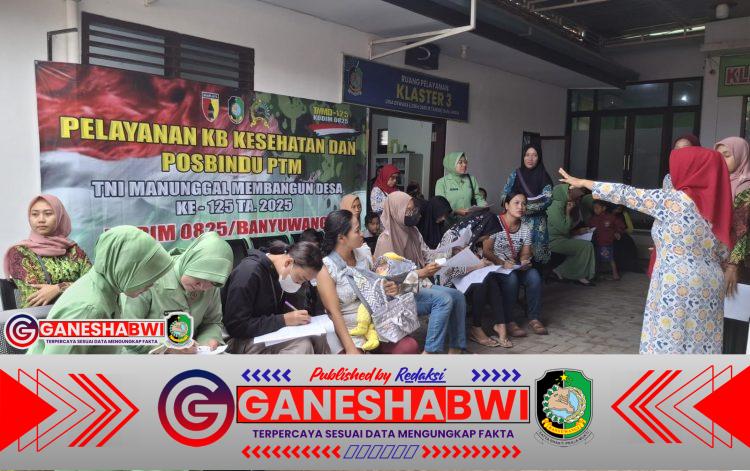 TMMD ke-125 Kodim 0825 Banyuwangi Gelar Layanan KB dan Kesehatan Gratis, Ratusan Warga Serbu Puskesmas Siliragung