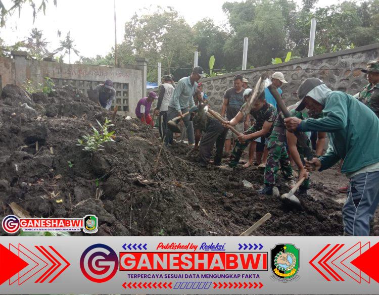 TMMD Kodim 0825/Banyuwangi Percepat Penimbunan dan Pembuatan Selokan di Siliragung