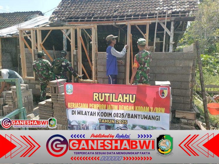 Koramil 0825/13 Singojuruh Gerak Cepat Bangun Rumah Tidak Layak Huni