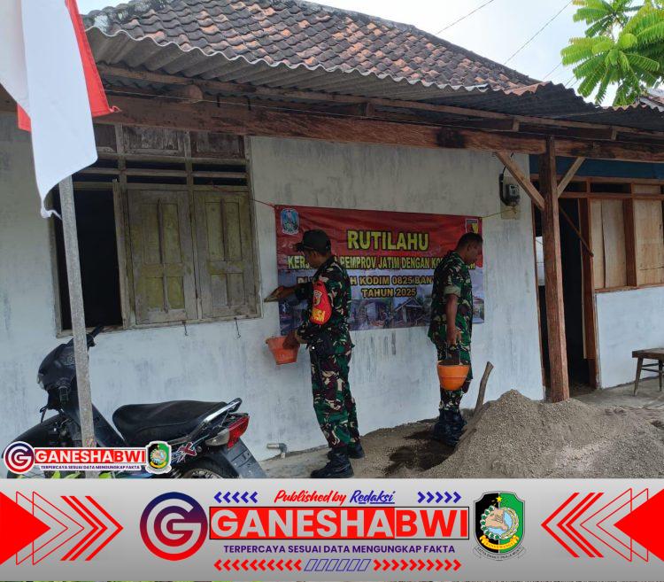 Koramil 0825/14 Kabat Tuntaskan 60 Persen Pengerjaan Rutilahu Program Pemprov Jatim