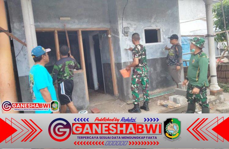 TNI AD Peduli Rakyat, Koramil 0825/12 Rogojampi Renovasi Rumah Warga di Desa Aliyan