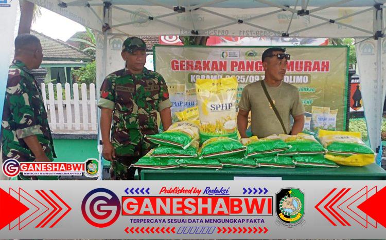 Koramil 0825/09 Tegaldlimo Bersama Bulog Gelar Gerakan Pangan Murah, 1 Ton Beras Ludes Diserbu Warga