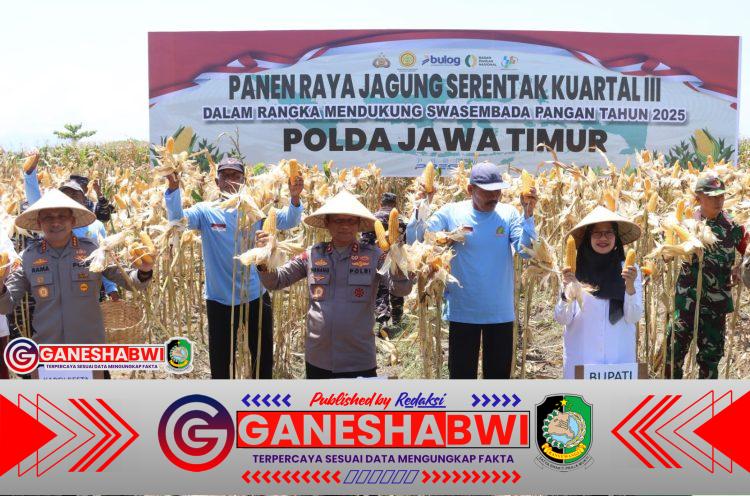 Kapolda Jatim Dampingi Panen Jagung Serentak di Banyuwangi, Hasil 1.445 Ton Kapolda Jatim Dampingi Panen Jagung Serentak di Banyuwangi, Hasil 1.445 Ton