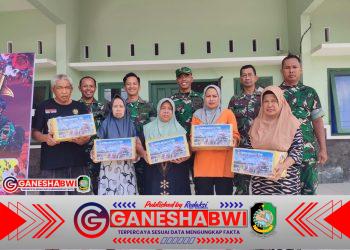 Danramil Glagah Bersama Anggota Bagikan Sembako di HUT TNI ke-80