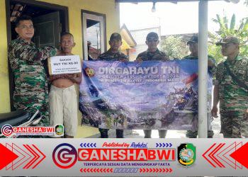 Koramil 0825-11/Pesanggaran Gelar Bakti Sosial Bagikan Sembako Peringati HUT ke-80 TNI