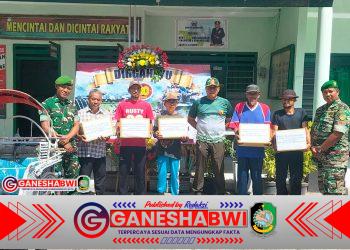 Koramil 0825/01 Banyuwangi Bagikan Sembako untuk Tukang Becak di HUT TNI ke-80
