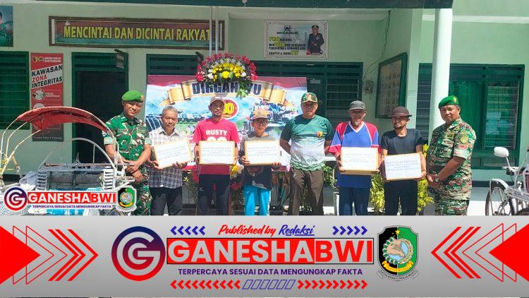 Koramil 0825/01 Banyuwangi Bagikan Sembako untuk Tukang Becak di HUT TNI ke-80