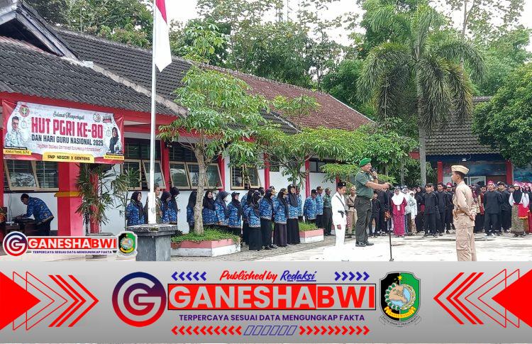 Semarak Hari Pahlawan, Anggota Koramil 0825-04 Genteng Jadi Pembina Upacara di SMPN 3