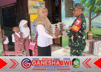 Babinsa Songgon Kawal Distribusi 3.430 Porsi Makan Bergizi Gratis ke 34 Sekolah