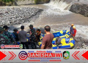 TNI Pimpin Operasi Pencarian Korban Hanyut di Sungai Badeng, Songgon