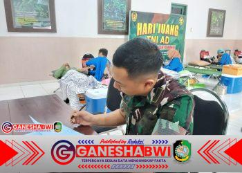 Kodim 0825/Banyuwangi Gelar Donor Darah Sambut Hari Juang TNI AD dan HUT Kodam V/Brawijaya