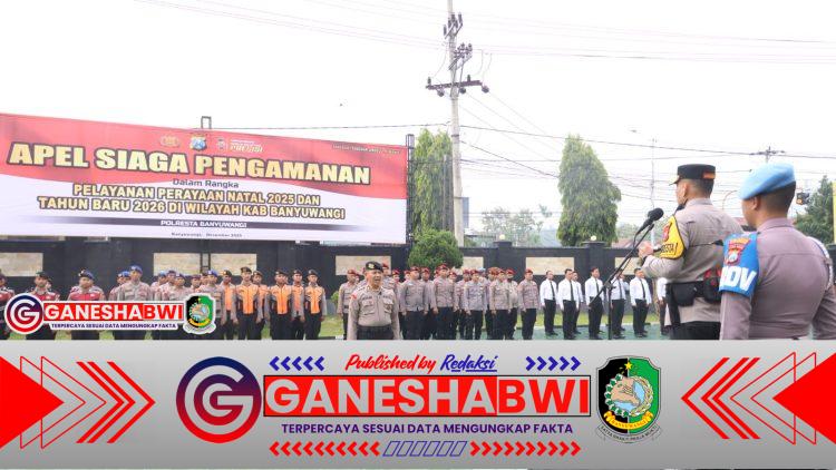 Kapolresta Banyuwangi Pimpin Apel Kesiapan Pengamanan Malam Tahun Baru 2026
