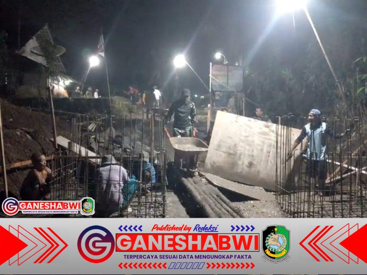 TNI dan Warga Banyuwangi Lembur Bangun Jembatan Garuda Merah Putih, Akses Vital Antar Desa Dikebut Siang Malam