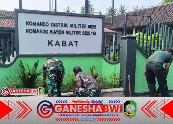 Sambut Ramadhan 1447 H, Personel Koramil 0825/14 Kabat Gelar Karya Bhakti Bersihkan Makoramil Sambut Ramadhan 1447 H, Personel Koramil 0825/14 Kabat Gelar Karya Bhakti Bersihkan Makoramil