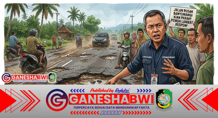 Jalan Rusak di Banyuwangi Kian Parah, Pimpinan Redaksi Ganesha Abadi Kecam Lambannya Respons Pemerintah Daerah Jalan Rusak di Banyuwangi Kian Parah, Pimpinan Redaksi Ganesha Abadi Kecam Lambannya Respons Pemerintah Daerah