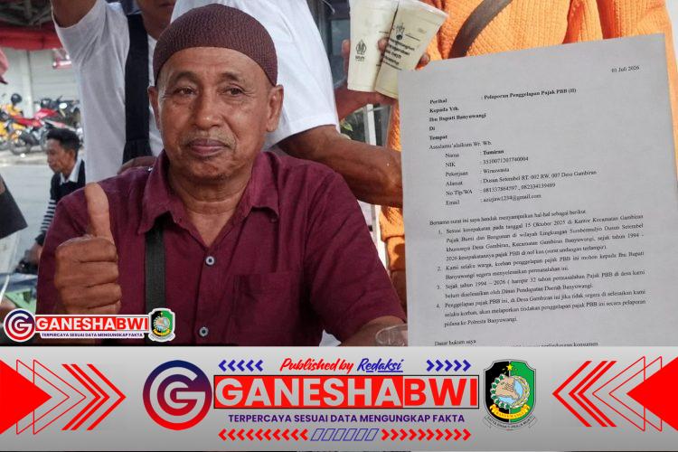 Diduga Skandal Pajak PBB Desa Gambiran Mengendap Hampir 32 Tahun, Warga Layangkan Laporan Resmi ke Bupati Banyuwangi: Negara Jangan Kalah oleh Dugaan Mafia Pajak Diduga Skandal Pajak PBB Desa Gambiran Mengendap Hampir 32 Tahun, Warga Layangkan Laporan Resmi ke Bupati Banyuwangi: Negara Jangan Kalah oleh Dugaan Mafia Pajak